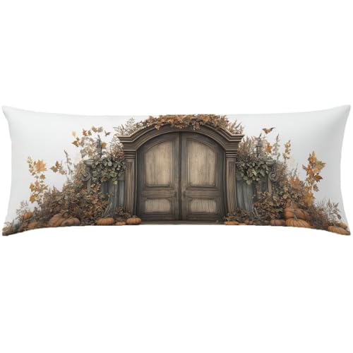 Kissenbezug 40x120 Seitenschläferkissen Bezug Braun Kopfkissenbezug Kürbis Super Weich Doppelseitig Drucken Langes Kissen mit Unsichtbarem Reißverschluss Pillow Case für Schlafzimmer Sofa Bett Q-261 von Nigsnxng