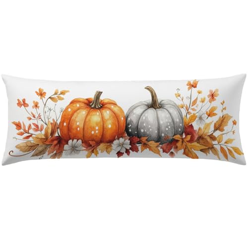 Kissenbezug 40x120 Seitenschläferkissen Bezug Gebranntes Orange Kopfkissenbezug Kürbis Super Weich Doppelseitig Drucken Langes Kissen mit Unsichtbarem Reißverschluss Pillow Case Sofa Bett Deko Q-276 von Nigsnxng