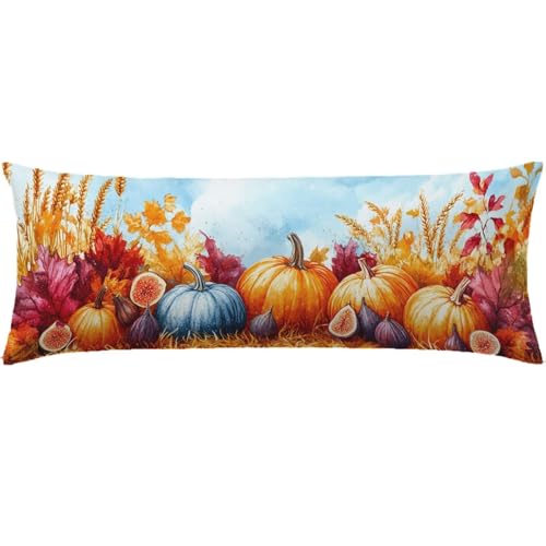 Kissenbezug 50 x 150 Seitenschläferkissen Bezug Gebranntes Orange Kopfkissenbezug Kürbis Super Weich Doppelseitig Drucken Langes Kissen mit Unsichtbarem Reißverschluss Pillow Case Sofa Bett Deko Q-298 von Nigsnxng