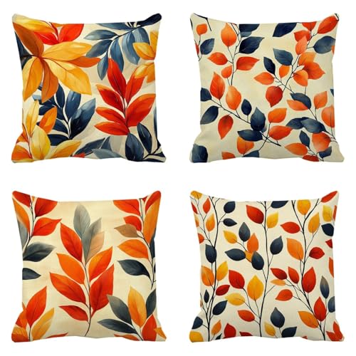 Orange Farbe Kissenbezug 40x40 4er Set Outdoor Kissen Wasserfest Herbst kissenbezüge Sommer Outdoore Deko Sofakissen, Beidseitiger Druck Leinen Cushion Cover für Schlafzimmer Wohnzimmer Deko S-625 Orange Farbe Kissenbezug 40x40 4er Set Outdoor Kissen Wasserfest Herbst kissenbezüge Sommer Outdoore Deko Sofakissen, Beidseitiger Druck Leinen Cushion Cover für Schlafzimmer Wohnzimmer Deko S-625 von Nigsnxng