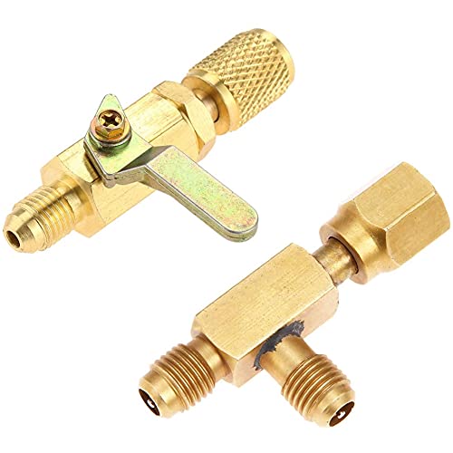 Nihcora Anlage 1/4 SAE Adapter und 1/4 Ventile Core Schnell Kupplung Access Tee, für R134A KäLtemittel von Nihcora