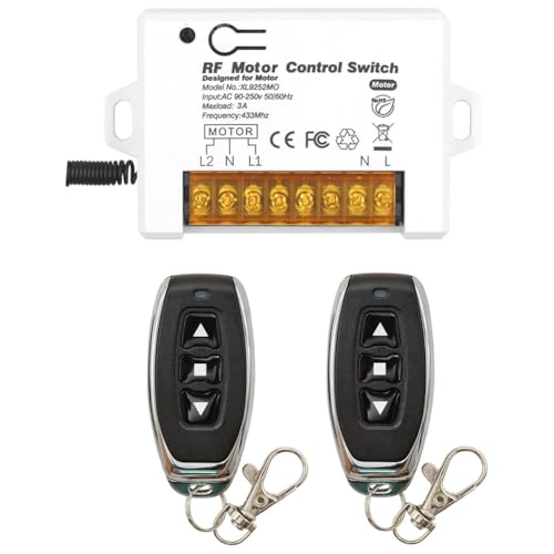 Nihcora Kabelloser Rollladen-Fernbedienungsschalter AC 90V-250V 3A Relais-Empfänger-Controller mit 2 Sendern Funksteuerung von Nihcora