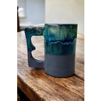 Handgemachter Steinzeug Bierkrug, Großer Keramik Rustikaler Blau Glasierter Bierbecher, Einzigartiges Geschenk Für Bierliebhaber & Hausbar von NihiloCeramics