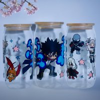 Trinkglas Mit Bambus Deckel Und Glasstrohhalm | Anime My Hero Academia Dabi Midoriya |Trinkbecher| 560Ml| 18 Uz von NihonCraft