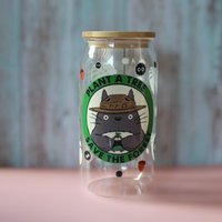 Trinkglas Mit Bambus Deckel Und Glasstrohhalm | Anime Totoro Glas Mein Nachbar Ghibli Trinkbecher 560Ml 18 Uz von NihonCraft