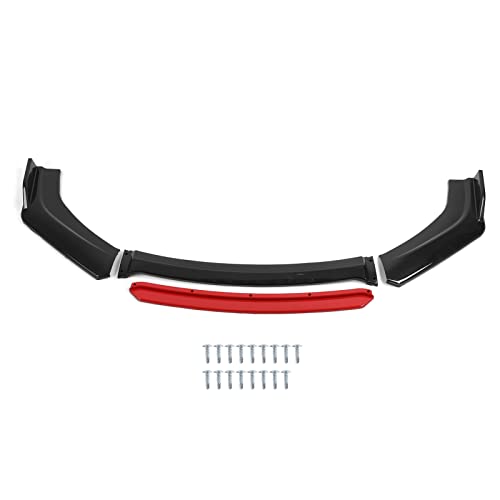 Niiyen Frontspoiler Frontsplitter Stoßstange Diffusor Auto Stoßstangenschutz Universal Frontstoßstange Lippenspoiler Kinn Body Kit Schutz PP Auto Außen Aerodynamisch Schwarz + Rot von Niiyen