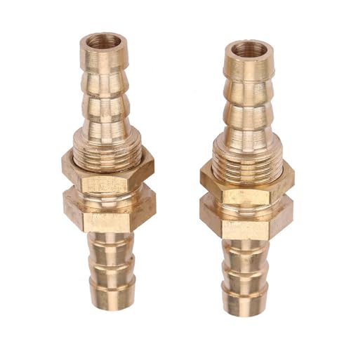 Niiyen 2 PCs Schlauch Barb Messing Bulkhead -Rohranpassungs -Koppler -Stecker, Hex -Bulkhead Gerade Anpassungsadapter (6 mm) von Niiyen