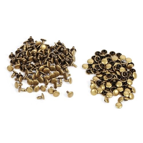 Niiyen 3 Farben 100Sets 8 x 8mm Doppelkappe Nietkerngipfel -Leder -Leder -Reparaturen Stufen Spike Dekoration, Metallkappenschnappschüsse Förderwerkzeuge für Lederhandwerk, DIY, (Bronze) von Niiyen