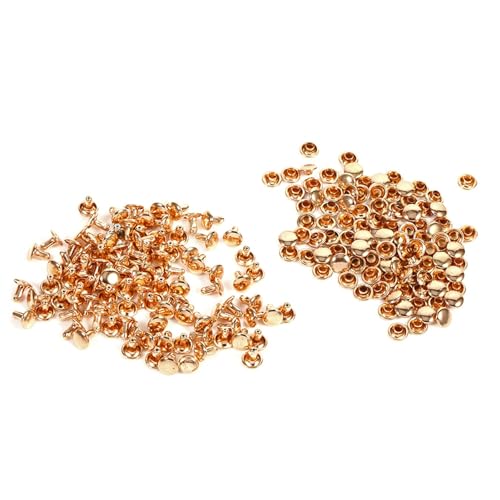 Niiyen 3 Farben 100Sets 8 x 8mm Doppelkappe Nietkerngipfel -Leder -Leder -Reparaturen Stufen Spike Dekoration, Metallkappenschnappschüsse Förderwerkzeuge für Lederhandwerk, DIY, (Gold) von Niiyen