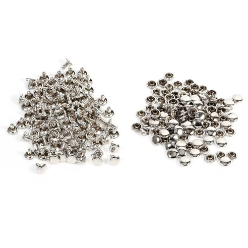 Niiyen 3 Farben 100Sets 8 x 8mm Doppelkappe Nietkerngipfel -Leder -Leder -Reparaturen Stufen Spike Dekoration, Metallkappenschnappschüsse Förderwerkzeuge für Lederhandwerk, DIY, (Silber) von Niiyen