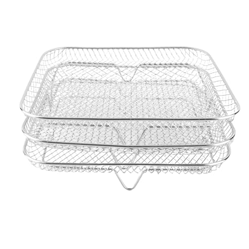 Niiyen 3-teiliges Frittiergestell-Set, stapelbares mehrschichtiges Dörrgestell aus Edelstahl 304, 8-Zoll-Frittierzubehör (Quadrat) von Niiyen