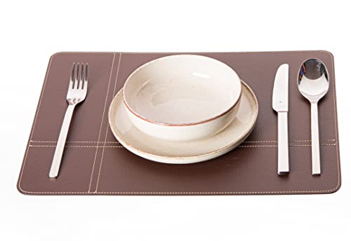 Nikalaz 1 Stück Platzdeckchen, Platzset, Platzmatte, Tischset, 40 x 30 cm, aus recyceltem Leder (Braun) von Nikalaz