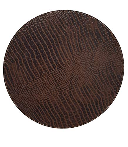 Nikalaz Tischset (1 Stück), Platzset, Platzdecken, Rund 33 cm, recyceltem Leder (Crocodile Style) von Nikalaz
