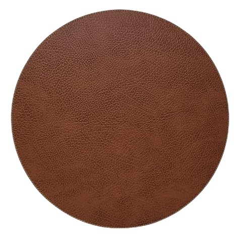 Nikalaz Tischset (1 Stück), Platzset, Platzdecken, Rund 33 cm, recyceltem Leder (Schmutziges Braun) von Nikalaz