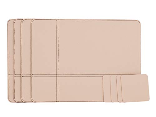 Nikalaz Platzsets und Untersetzer (4er Set) aus Recyceltem Leder, Tischsets, 4 Stück Platzsets und 4 Undersetzer, Platzdeckchen 40 x 30 cm und Untersetzer 10 x 10 cm (Weiß - Cremeweiß) Nikalaz Platzsets und Untersetzer (4er Set) aus Recyceltem Leder, Tischsets, 4 Stück Platzsets und 4 Undersetzer, Platzdeckchen 40 x 30 cm und Untersetzer 10 x 10 cm (Weiß - Cremeweiß) von Nikalaz