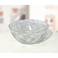 Vintage Geschliffene Bleikristall Obstschale Geschliffene Glas Servierschale 10" Tischdekoration von NikiBugVintage