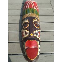 Inka/Azteken-Maske. Wandbehang. Selbstgemacht. Höhe. 52 cm. Breite. 16 Ttb-Zustand von Nikitashopdesign
