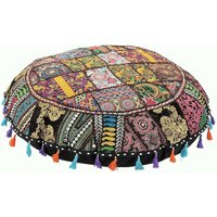 Rundes Patchwork Kissenbezug Bodenkissen Meditationskissen Dekokissen Boho Bodendecke Großer Bezug Geschenkkissen Hippi Bright von NikkArtsAndCraft