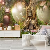 Feenwald Wandbild/Kinderzimmer Tapete Zauberhafter Wald Märchen-Tapete Mädchenzimmer von NikkelArtcom