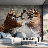 Kampftiger Wandbild/Wildtier Wilde Tiere Tiger Tapete von NikkelArtcom