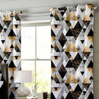 Schwarz Goldene Vorhänge/Moderne Marmor Dreiecke Art Deco Interior Style Metallic Schwarz Goldene Vorhänge/Moderne Marmor Dreiecke Art Deco Interior Style Metallic von NikkelArtcom