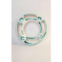 Gmundner Ceramic Green Flamed Advent Wreath.advent Wreath, Vintage From Austria.candle Holder von Nikolvintageaustria