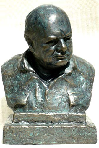 Sir Winston Churchill in his Siren Suit Bronze Harz Büste signiert Oscar Nemon von Nikos