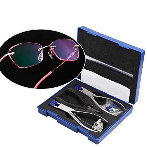 Nikou Brillen Zangen Set, Tragbare Randlose Demontage Brillenfassungen Optisches Werkzeug Kit für Rahmenlose Rahmen Zange Brillen Zangen Set Randlose Brille Werkzeug von Nikou