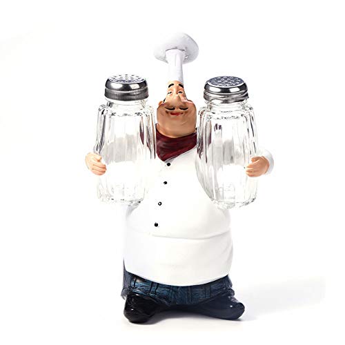 Netter Chef Cruet Set - Statue Ornamente Vintage Home Decoration Küche Restaurant Resin Crafts Stehen für Salz, Zucker und Pfeffer von Nikou