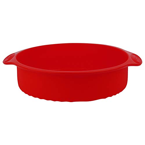 Nikou 11,42 Zoll Runde Form 3D Silikon Backen Kuchen Kuchen DIY Backen Kuchenform Tablett Rot Antihaft Ofenfest Ideal für Kuchen und Derts von Nikou