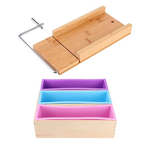 Nikou 1200 ml DIY Silikon Seifenherstellung Holzbox Set, Manueller Seifenschneider mit Skala, Küchenwerkzeug für Seife und Backen, Seifenherstellung Akkories von Nikou