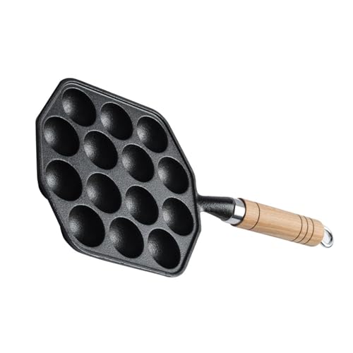 Nikou 14 Loch Takoyaki Maker Grillpfanne, Gusseisen Antihaft Octopus Fleischbällchen Form Backplatte, Home Kitchen Cooking Tool, Takoyaki Pfanne, 35 x 25 cm von Nikou