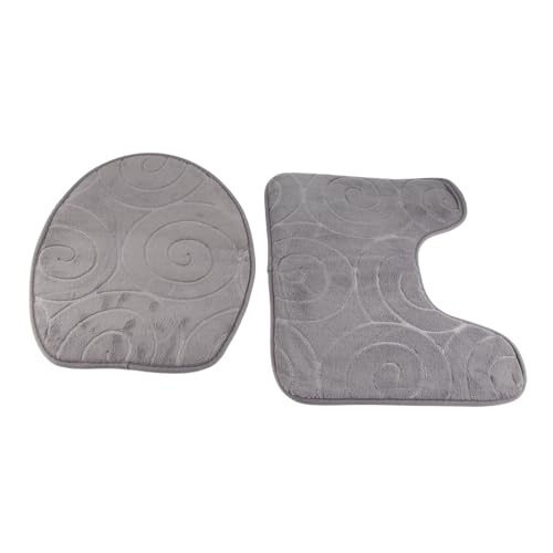 Nikou 3-teiliges Badezimmermatten-Set, WC-Deckelbezug und Bodenmatten, saugfähige Teppiche für die Badewannenseite, Grau von Nikou