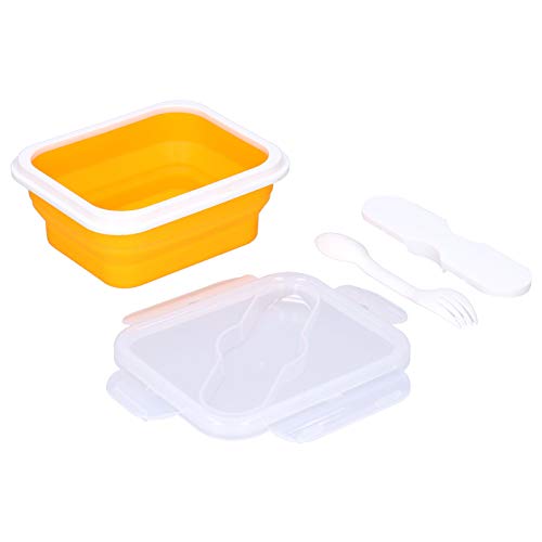 Nikou 4-teiliges Geschirr-Set, Teller und Schüssel aus Porzellan mit rotem Gitter-Design, inklusive Salatschüssel, tragbarer Silikon-Isolations-Lunchbox, 600 ml, Gabel und Löffel von Nikou