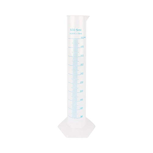 Nikou 500ml Messzylinder, Kunststoff Graduiert Labor Test Test Flüssigkeit Rohr mit sechseckiger Basis, Transparent Messzylinder für Labor, Schule von Nikou