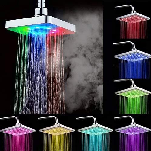 Nikou 7 Farben LED Light Duschkopf - Hochdruck LED-Licht Duschkopf mit Farbwechsel Romantische Universal Fit für Badezimmer Home Hotel (7 Farben) von Nikou
