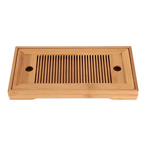 Nikou Bamboo Tea Tray - Chinesischer Kungfu Tee Tisch Reservoir Typ Serviertablett Box Mini Serviertisch für Teahouse Home Office von Nikou