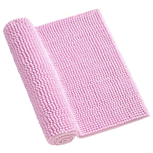 Nikou Chenille Anti-Rutsch-Matte, wasserabsorbierend, Rosa, rutschfeste Badezimmer- und Wohnzimmermatte, weiche Textur, 60 x 40 cm, ideal für Heimdekoration von Nikou