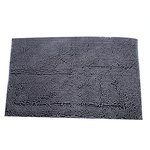 Nikou Chenille-Matten, rutschfest, wasserabsorbierend, rutschfest, dunkelgrau, für Badezimmer und Wohnzimmer, weiche Textur, je 50 x 80 cm, 2 Stück von Nikou