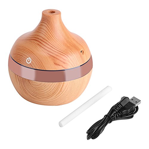 Nikou Diffusor für ätherisches Öl - kühler Nebel-Luftbefeuchter Aroma Diffusor für ätherisches Öl mit USB-LED-Touch für Office Home Schlafzimmer Wohnzimmer Studie Yoga Spa, Holzmaserung, 300ml von Nikou