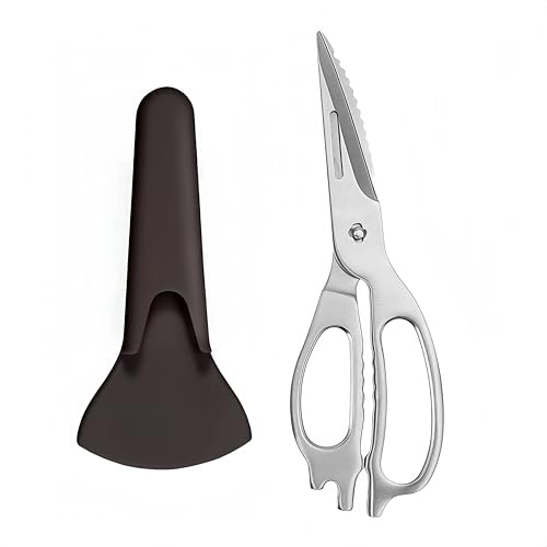 Nikou Edelstahl Küchenschere Mit Magnetischen Scherenhülsen, Mehrzweckschere mit Mikrozahnung Abnehmbare Schärfe, Robuste Schere Zum Grillen von Nikou