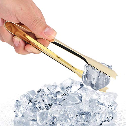 Nikou Eiszange, Zuckerzange Eiswürfelzange Edelstahl Süßigkeiten Zange Salatzange Servierzange, BBQ Tong Werkzeuge Kochen Clip Grill Picknick Klemme für Zucker Eis Gebäck (Gold) von Nikou