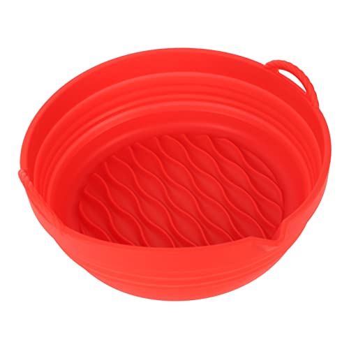 Nikou Fritteuse Silikon Liner Faltbare Runde Wellenstreifen Hitzebeständig Wiederverwendbar Fritteuse Topf für Fritteuse Accory Rot Silikon Fritteuse Pad Backblech von Nikou