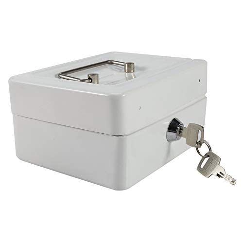Geldkassette - Geldsafe mit Schloss 2 Schlüssel Mini tragbare Sicherheitsbox Haushalt (Farbe : Weiß) von Nikou
