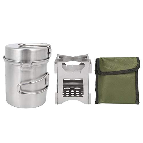 Nikou Holzofen - Camping Tragbarer Edelstahltopf Holzofen Set Kochgeschirr Herd Kombination Outdoor Travel Wandern Picknick von Nikou