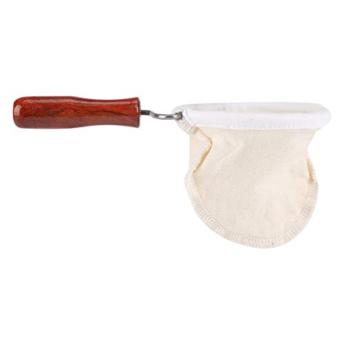 Nikou Kaffeefilter Kaffeefiltertuch Filter Siebwerkzeug, Wiederverwendbares Kaffeefiltersieb Waschbares Flanell, Handgefertigt Coffee Filter mit Holzgriff (Groß) von Nikou