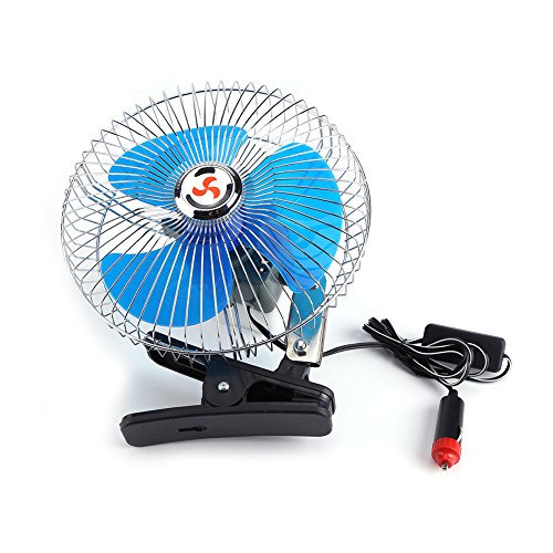 Nikou Auto Ventilator Mini Lüfter, 12V 25W Fahrzeug Clip-On Ventilator 180° Drehung, Tragbares Oszillierende Lüfter Kühloszillationslüfter für Auto LKW Armaturenbrett von Nikou