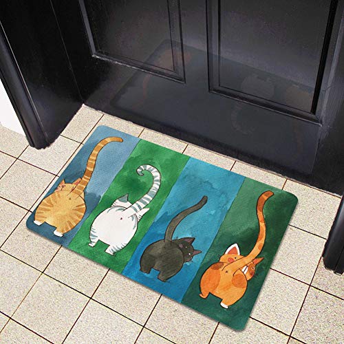 Nikou Rutschfeste Fußmatte mit Katzenmuster, für drinnen und draußen, Eingangsmatte (L), dekorative Teppichmatte für Haus und Garten, funktionales Design von Nikou