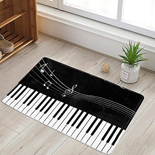 Nikou Rutschfeste Fußmatte mit Musiknoten-Druck, saugfähiger Bodenteppich für Bad und Küche, 80 x 120 cm, rutschfeste Unterlage, wasserabsorbierende Teppichmatte von Nikou