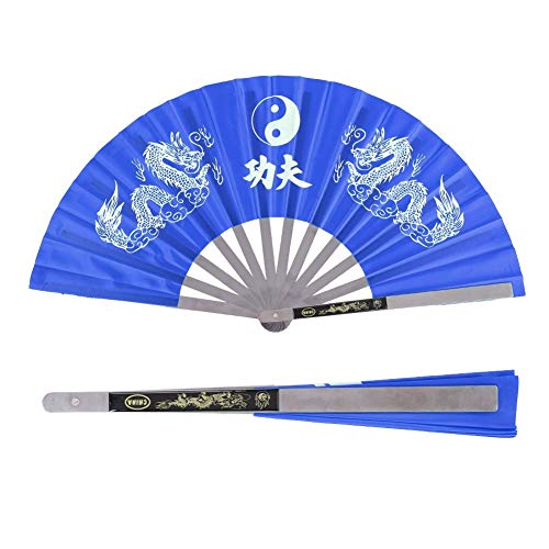 Nikou Tai Chi Fan, Edelstahl Chinese Kung Fu Tai Chi Hand Folding Fan Kunst Tanz-Praxis-Trainings Leistung Fan for Männer/Frauen (Farbe : Blau) von Nikou